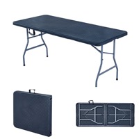 Fabriqué en Chine, table et chaises pliantes portables pour pique-nique en plein air pour enfants, table de conférence noire, 8 places, table pliante noire