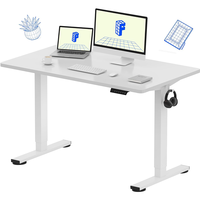 Bureau debout électrique moderne à moteur unique, réglable en hauteur, en MDF blanc, pour bureau à domicile (OEM/ODM)