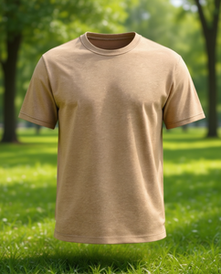 T-shirt en coton kaki pour homme, col rond, manches courtes, coupe classique, écologique, séchage rapide, décontracté, été, personnalisable - Product Image 2