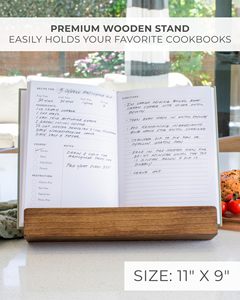 Magnifique support pour livre de recettes pour votre comptoir de <span class=keywords><strong>cuisine</strong></span> - Support en bois massif qui maintient facilement les livres de <span class=keywords><strong>cuisine</strong></span> ou les recettes ouverts pour une cuisson pratique - Product Image 2
