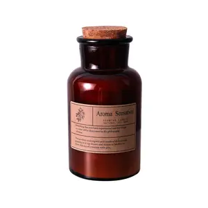 Классическая Ретро коричневая стеклянная бутылка аптекарь ароматическая свеча с пробкой