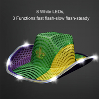Mardi Gras LED-Cowboyhut Unisex Modische Hüte für Mädchen Jungen Batteriebetriebenes Licht Abschlussfeier Tanzparty Feiertagsbedarf