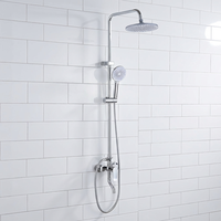 Ensemble de robinetterie de douche murale en laiton poli, monocommande, 3 modes, avec cartouche céramique, fonction pluie, fonction pause, douchette à main douce, pour hôtel