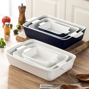 أواني خزفية مستطيلة على الطراز الإسكندنافي ، أواني خَبز ، أواني مزدوجة الأذن ، آمنة على شكل فطيرة تركيا بالميكروويف - Product Image 2