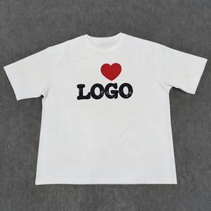 T-shirt style hip-hop en molleton français 100 % coton, coupe ample, avec logo imprimé en relief, manches courtes, en stock, livraison directe - Product Image 4