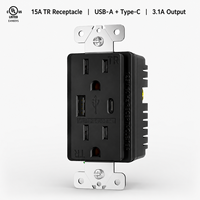 Duvara Gömme USB Şarj Prizi Çift Portlu Kombinasyon Tip A ve Tip C 5V DC 3.1A 15A 120V Mutfak ve Banyo İçin