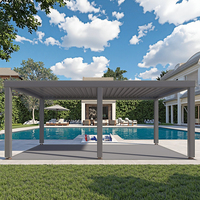 Pergola bioclimatique motorisée de luxe avec toit à lames en aluminium et éclairage LED, imperméable à toutes les intempéries