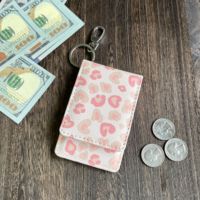 Dompet Kartu PU Motif Hewan Bison Gaya Barat Custom/Grosir, Dilengkapi Gantungan Kunci dan Penutup Hasp, Tempat Kartu Kredit/ID