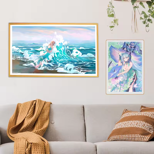 Horloge photo musicale avec cadre artistique 27 pouces, résolution 1080p, affichage HD, WiFi, audio, MP3, AVI, montage mural pour la maison - Product Image 2