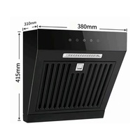 Hotte de cuisine murale intelligente avec panneau en verre, commande vocale IA et moteur en cuivre pour maison connectée