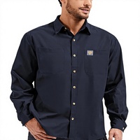 Chemise de travail à manches longues en rayonne pour homme Kecols, coupe classique, avec poches poitrine - Sécurité réfléchissante UPF