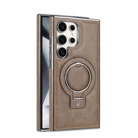 Pour Samsung Galaxy S25 Ultra S24 S23 Plus Couverture Arrière Élégant Galvanoplastie Support En Cuir Porte-Anneau Magnétique Téléphone Cas