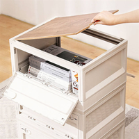 Caisse de rangement pliable pour le camping avec couvercle en bois et roulettes, boîte empilable en PP pour voiture, pique-nique, maison, vente en gros