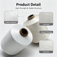 Fil de polyester DTY 150D 144F blanc brut, qualité SIM AA, haute résistance, pour tricotage et tissage