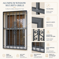 Reja de Seguridad Decorativa Europea para Ventanas de Aluminio, Reja Exterior Anti-Robo Personalizada para Fachada de Villa