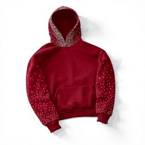 Sudadera con Capucha y Pedrería Roja para Hombre, 100% Algodón, Corte Regular, Informal de Invierno, Transpirable, Ecológica, con Bolsillos - Product Image 2