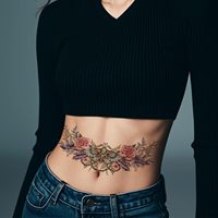Mode fleur vigne bas du dos tatouages temporaires papillon conception taille ventre transfert tatouages pour les femmes