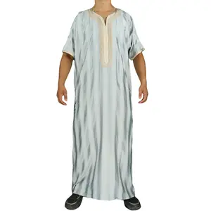 Hot-selling Sample Loose Design Moroccan Style Muslin Ethnic Cotton Made Man Thobe For Praying