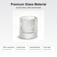Gobelet en verre de luxe transparent à motif treillis gaufré, à paroi épaisse, anti-fuite, compatible lave-vaisselle, vente en gros personnalisée