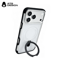 Funda Transparente Giratoria ATB de Lujo con TPU+PC y Acabado Esmerilado para iPhone 17 18 Pro Max, Sensación de Piel, Carga Magnética Inalámbrica, Personalizada