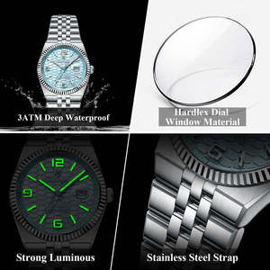 Reloj de Cuarzo Azul Original POEDAGAR 502 para Mujer, Correa de Acero Inoxidable, Resistente al Agua 30M, Manecillas Luminosas, Fecha Automática - Product Image 3