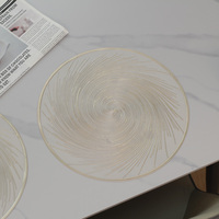 Napperons et sous-plats ronds en PVC métallisé doré à motif feux d'artifice, écologiques et résistants à la chaleur, pour usage en restaurant