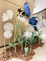 J-331 Fleurs de pissenlit géantes en papier de couleur blanche faites à la main pour la décoration de mariage, fleur en papier pour la décoration de fête, décoration de vitrine