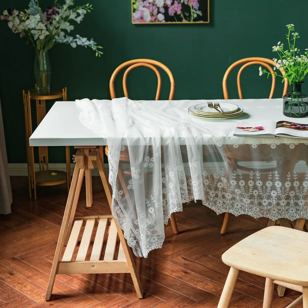 Белая шифоновая скатерть из 100% полиэстера, шифоновая Скатерть для свадьбы, Рождества