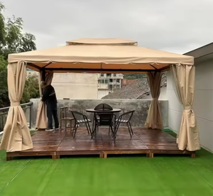 Pavillon extérieur à structure en aluminium - Gazebo à double toit avec moustiquaire pour terrasse et jardin - Product Image 5