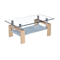 Meilleure vente : Table basse de salon pas chère à 2 niveaux avec plateau en verre