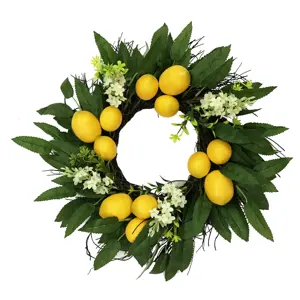Couronne florale artificielle de citron, magnifique couronne de fruits artificielles de haute qualité