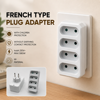 Adaptateur de type français avec protection enfant, 4 prises, 6A 230V 3680W, matériau PP, prise quadruple 2 broches, petite taille, indice IP20, pour voyage
