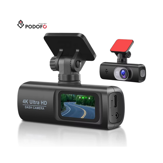 Podofo 1.47" Dual Lens Dash Cam Full HD Car 4K DVR WIFI Night Vision + Gravity Sensor+Rear 1080P Camera