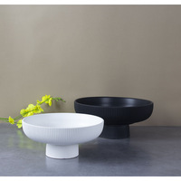 Noir blanc grand pot de fleur en céramique en forme de bol de grande taille Vase de table en porcelaine de luxe décor à la maison pour salon bureau
