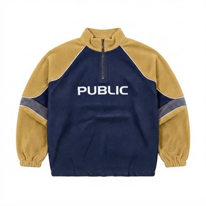 Sweat-shirt Homme Oversize Personnalisé OEM avec Broderie Plate, Col Zippé, Manches Raglan, Patchwork et Cordons – Style Streetwear - Product Image 1