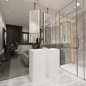 Miroir de courtoisie rectangulaire à LED au design moderne avec loupe, cadre en acier inoxydable, pour la maison, l'hôtel, la salle de bain, le maquillage, avec lumières - Product Image 5