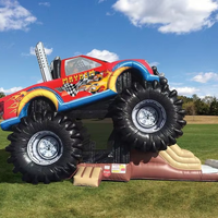 Château gonflable Monster Truck commercial, grand château de saut en forme de voiture avec toboggan pour les fêtes d'enfants et la location d'événements