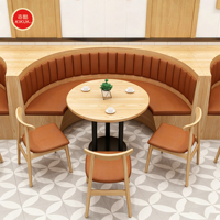 Bestseller Fast-Food-Restaurant Sofa-Bank Kommerzielle Café-Holz-Rundbank Gastronomie-Sitzmöbel Tisch- und Stuhl-Set