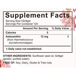 Capsules d'astaxanthine en gélules souples, fabricant de compléments alimentaires OEM, beauté de la peau, anti-âge, antioxydant, santé de la vue, vente en gros, GMP - Product Image 4