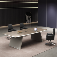 Bureau de réunion au design moderne, mobilier commercial, table de conférence, bureau de formation pour le télétravail, style métal et bois.