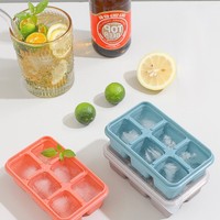 Moule à glaçons en silicone 6 compartiments, bac à glaçons pour congélation rapide maison, outil créatif de broyage de glaçons de grande taille avec couvercle