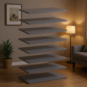 Set di 8 Mensole Galleggianti Grigie 23.6x15.7x0.6 in Legno Ingegnerizzato, Libreria da Parete Minimalista Moderna per Soggiorno - Product Image 2