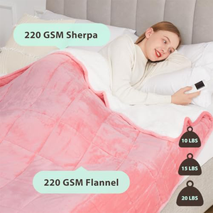 Mantas pesadas eléctricas de calentamiento rápido respetuosas con el medio ambiente, <span class=keywords><strong>manta</strong></span> ponderada calentada Sherpa de franela con protección contra sobrecalentamiento - Product Image 4