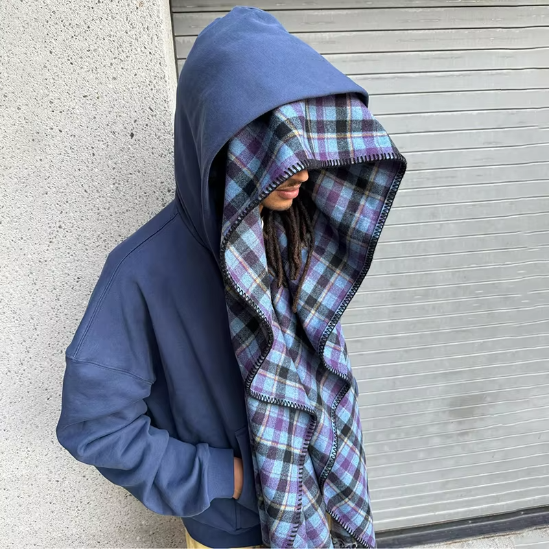 Hooded Sweatshirt Flannel Zip Up Hoodie Mens Plaid Hoodie Outfit - Main Image