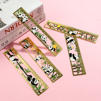 Mignon Panda en métal signet Style chinois creux Design règle créative en laiton papeterie nouveauté Kawaii enfants étudiant cadeaux