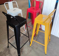 Tabouret de bar en métal noir sans dossier de haute qualité, moderne, robuste, empilable, pour usage intérieur et extérieur, hôtel, cuisine commerciale, salle à manger
