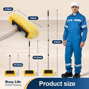 Brosse de lavage de voiture à cinq faces avec manche long de 61 pouces, sans rayures, pour le nettoyage de voitures, bateaux, maisons, façades et sols - Product Image 2