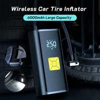 Pompe à air intelligente sans fil 6000mAh 150PSI, gonfleur de pneus automatique portable pour voiture avec moniteur de pression des pneus, en plastique