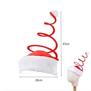 2024 Xmas Long Striped Felt Plush Spoof Elf Cap Funny Christmas Party Hats