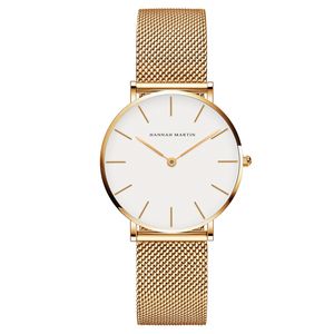 Montre HANNAH MARTIN, fabriquée en acier inoxydable, étanche, pour femme, mouvement à quartz japonais personnalisé, design minimaliste et fin. - Product Image 1